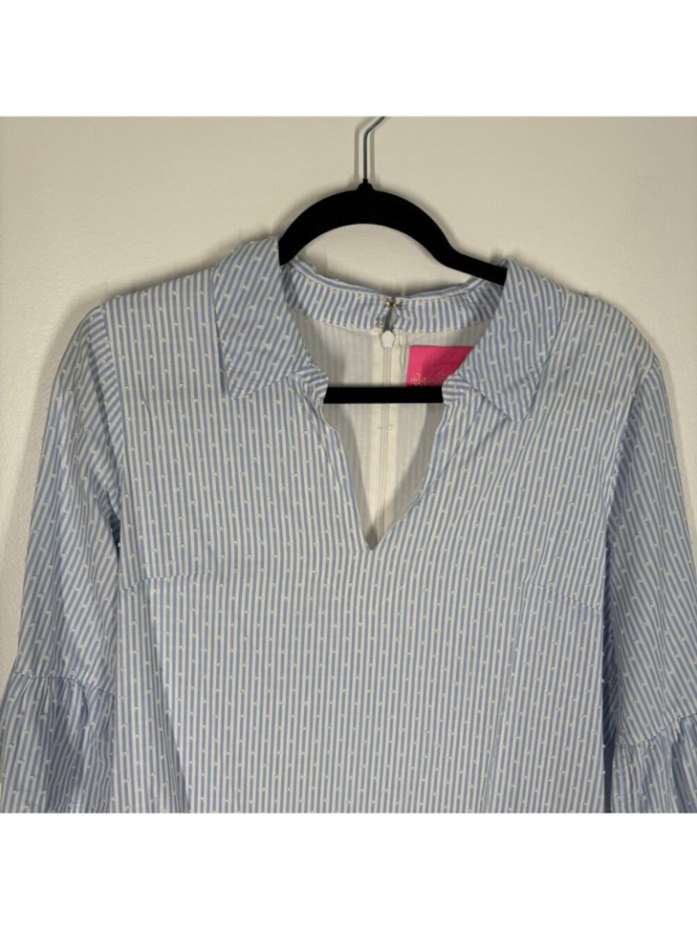Lilly Pulitzer Wmn 12 Blue Peri Tint Yarn Dye Stripe With Clip Dots Ginger Dress - Picture 5 of 12